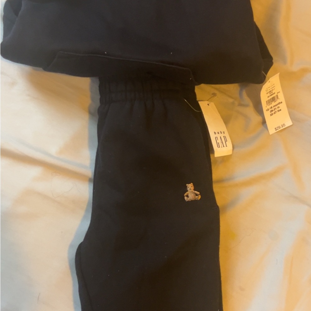GAP Kids Black Joggers with Bear Detail